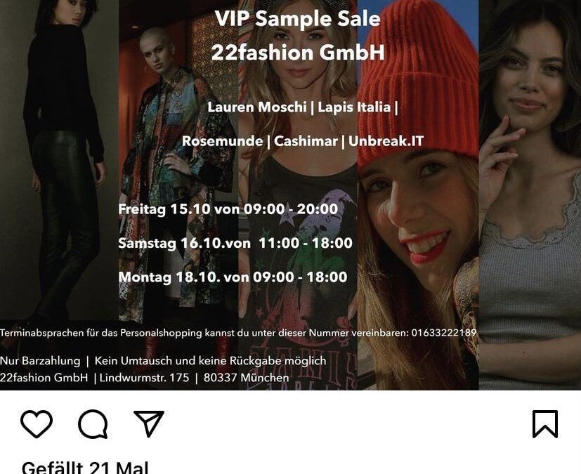 Kollektionsverkäufe und Sample Sales von Modeagenturen in München