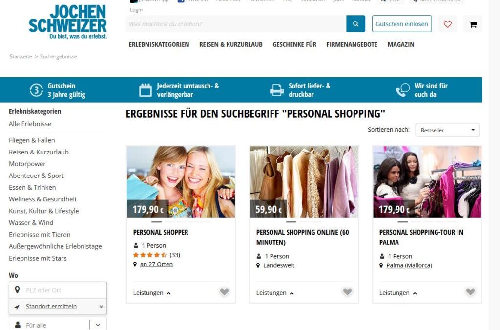 Personal Shopping Jochen Schweizer – Analyse & Alternativen